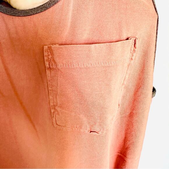 MENS SUN DIEGO Coral Brown Grey Contrast Two Tone Sleeveless Tank Top Pocket S - Picture 8 of 10